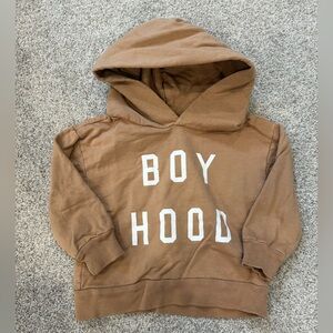 Kids Brown Hoodie with 'Boy Hood' Print 6-12 cool baby stylish